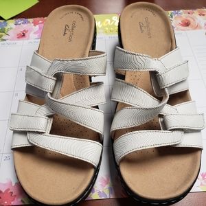 leather slide sandals